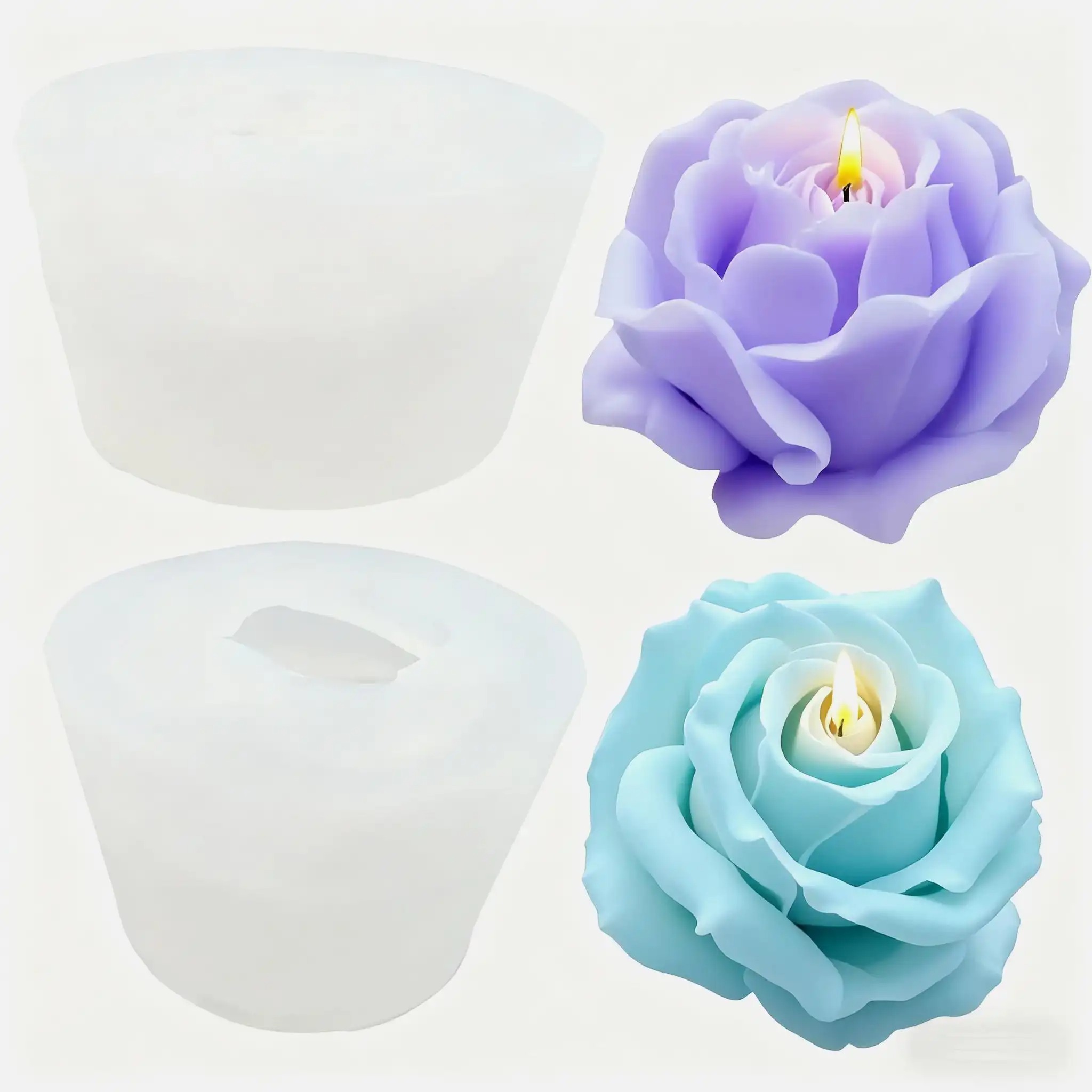 Candle Making Video - 2-Piece Romantic 3D Rose Silicone Candle