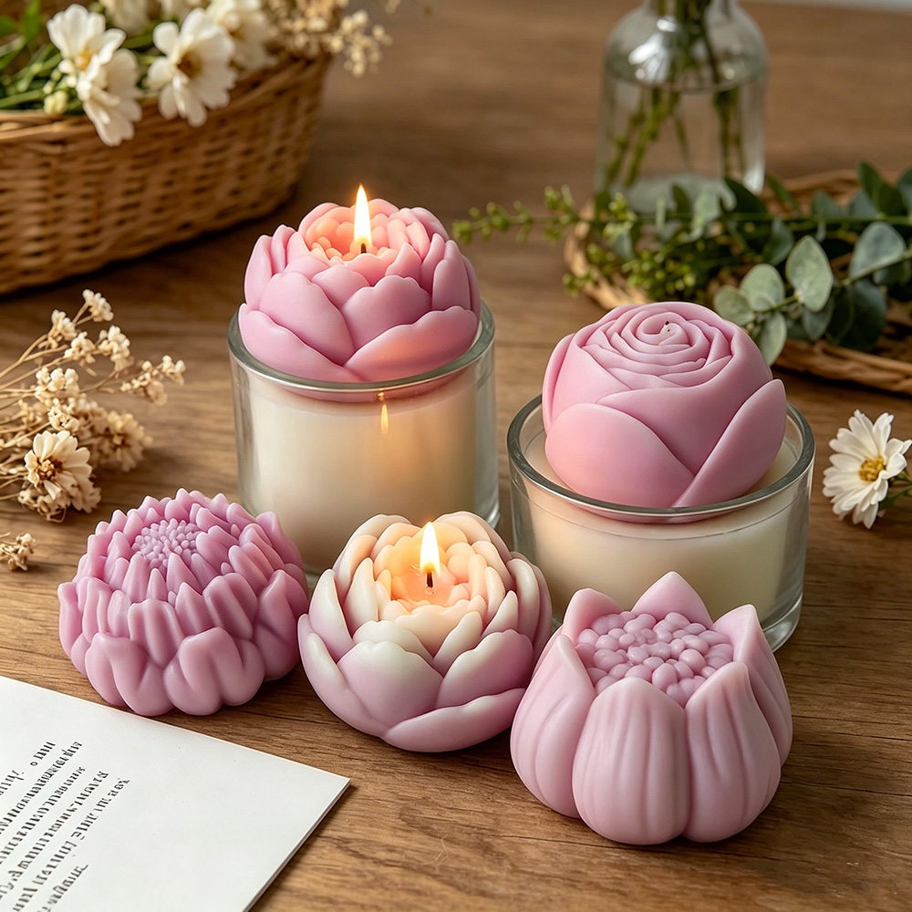 Candle Making With Beeswax - 3D Flower Silicone Mold Peony Rose