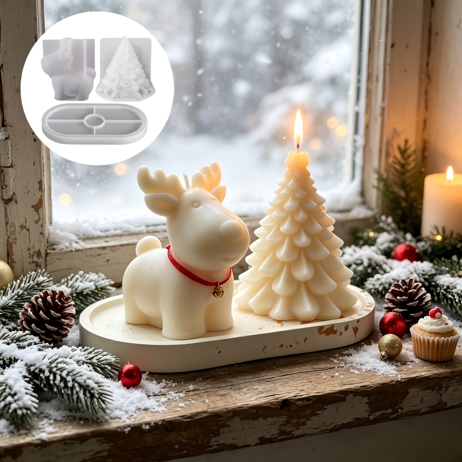 Candle Making Party - Clay Silicone Mold 3pcs Set: Christmas