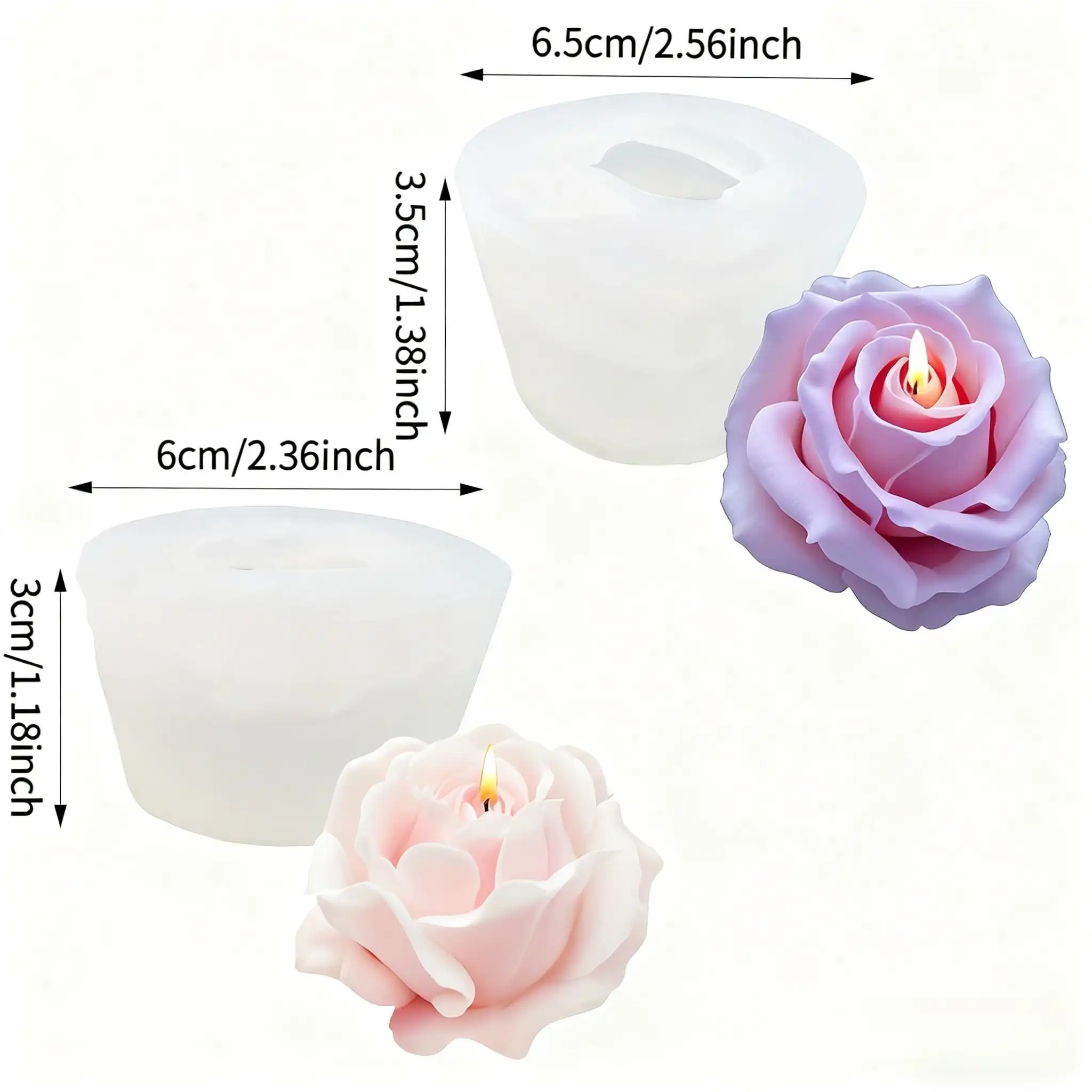 2-Piece Romantic 3D Rose Silic - Candle Making Video 评论和价格