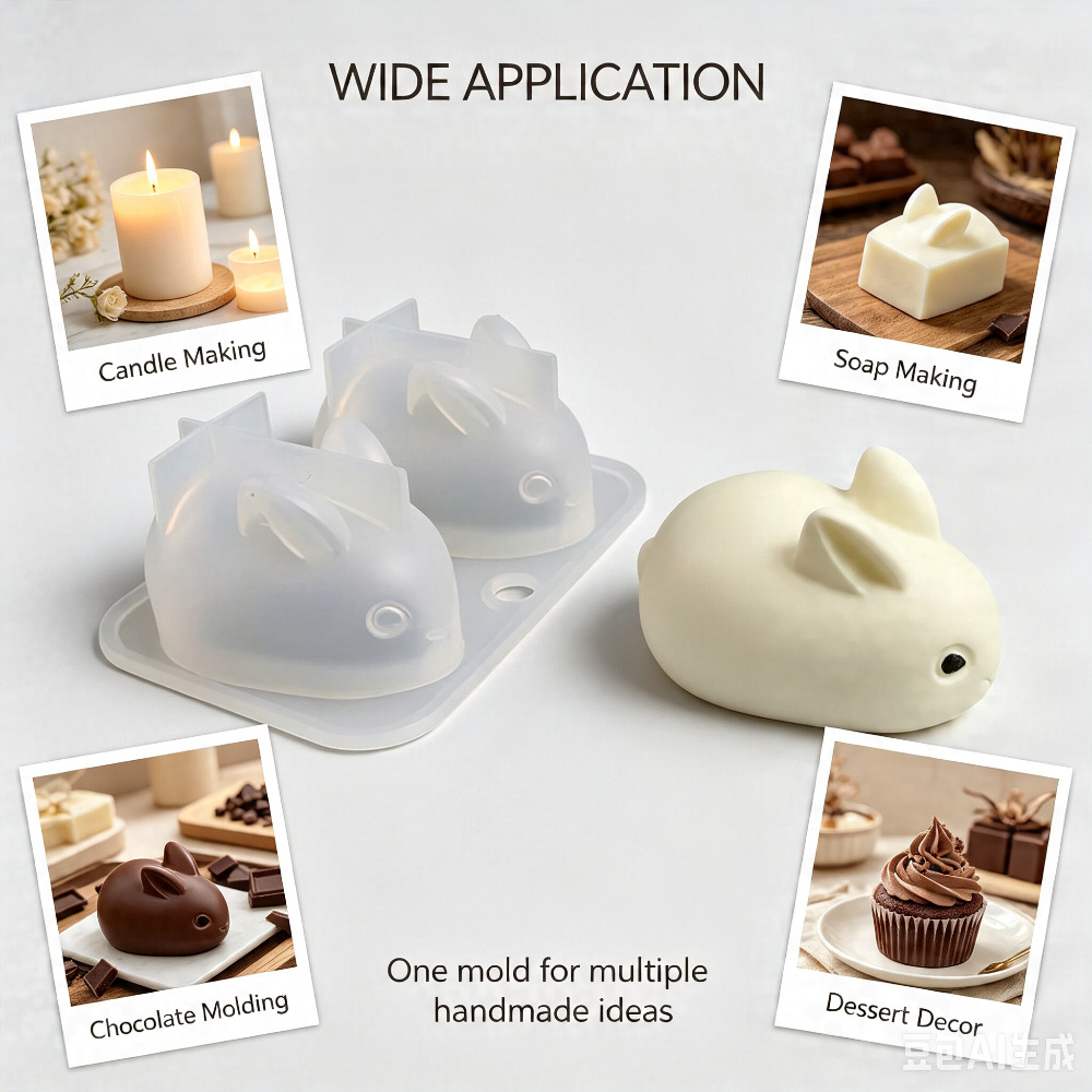 3D Mini Rabbit Silicone Mold F - Candle Making Classes 评论和价格