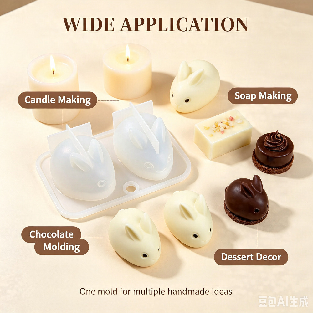 3D Mini Rabbit Silicone Mold F - Candle Making Classes 评论和价格