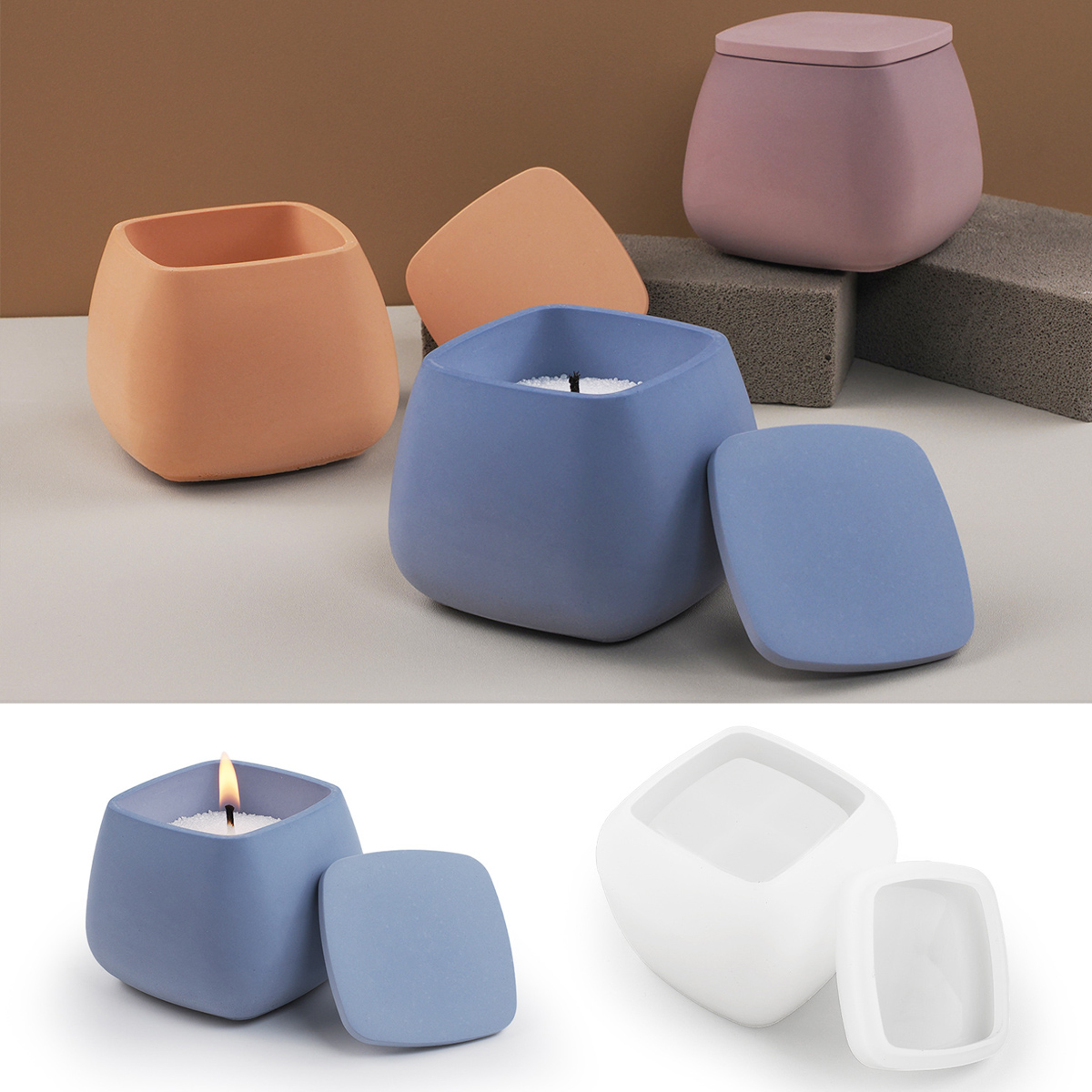 Square Candle Jar Silicone Mol - Candle Making Jars With Lids 评论和价格
