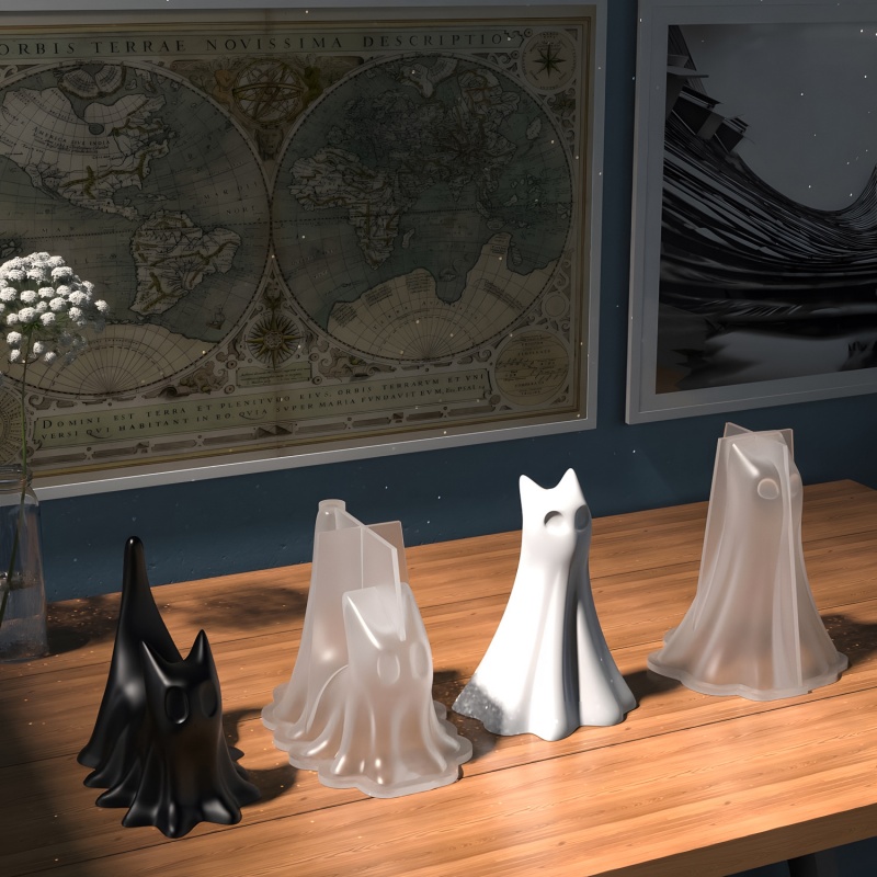 Ghost Cat Halloween Desktop Or - Candle Making Classes 评论和价格