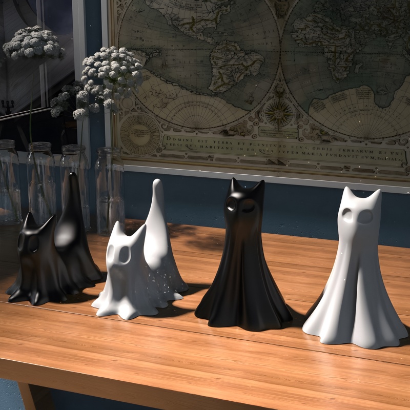 Ghost Cat Halloween Desktop Or - Candle Making Classes 评论和价格