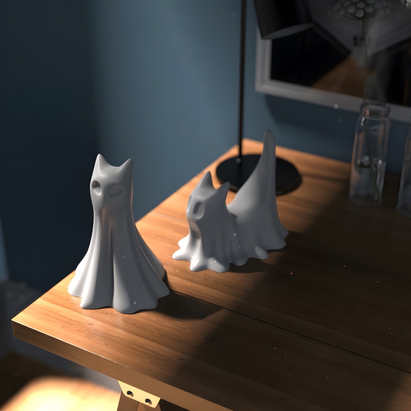 Ghost Cat Halloween Desktop Or - Candle Making Classes 评论和价格