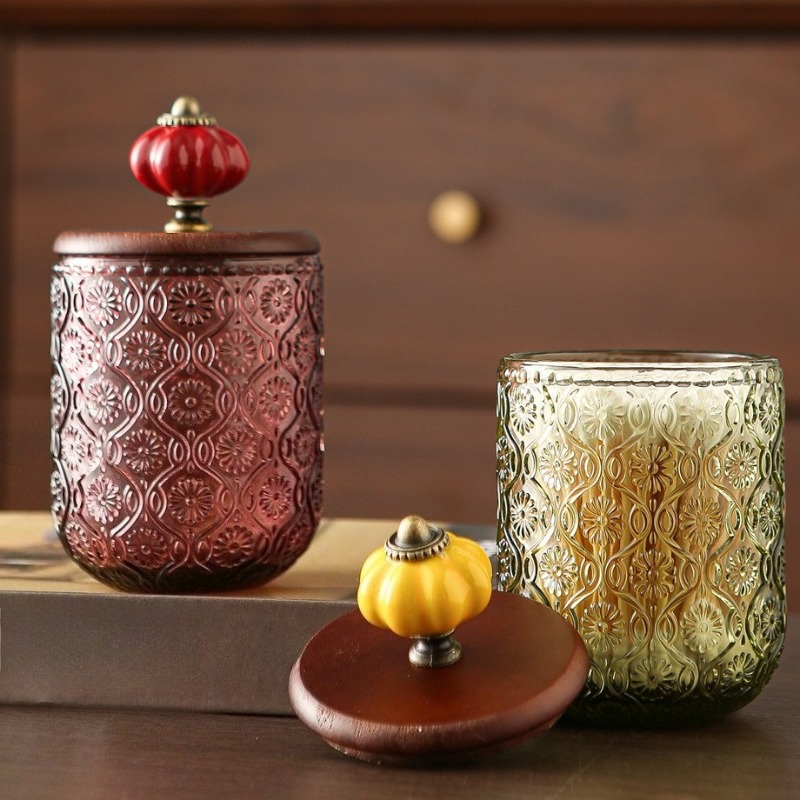 Retro glass cotton swab storag - Candle Making Jars With Lids 评论和价格