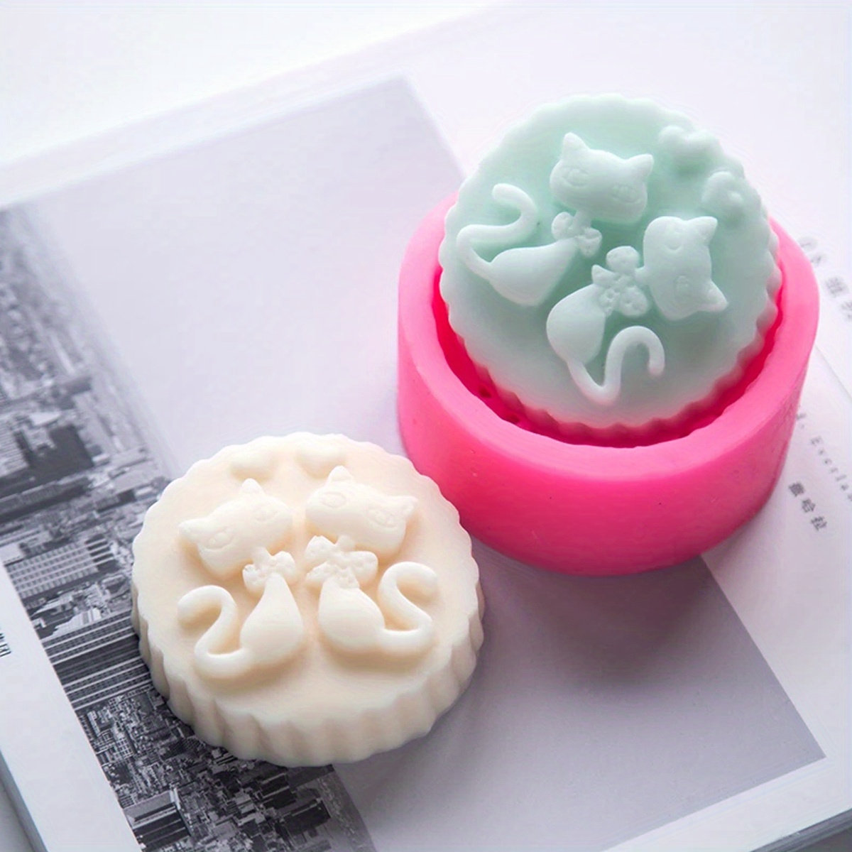 1-Piece Silicone Cat Soap Mold - Candle Making With Beeswax 评论和价格